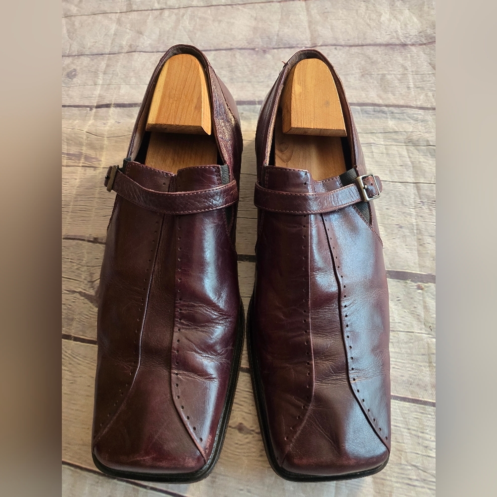 FRATELLI MEN'S LEATHER SLIP-ON SQUARE TOE MONK STRAP CORDOVAN SIZE 12
